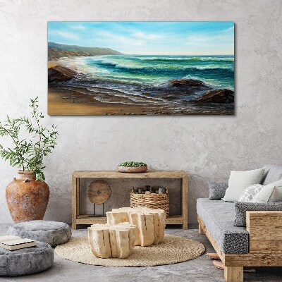 Tableau imprimé sur toile Vagues calmes sur le bord de mer