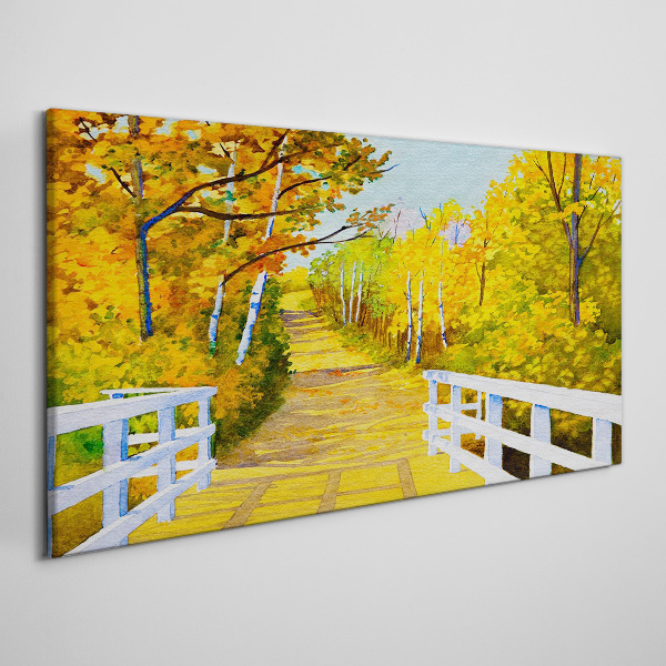 Tableau sur toile Chemin doré dans la forêt d'automne