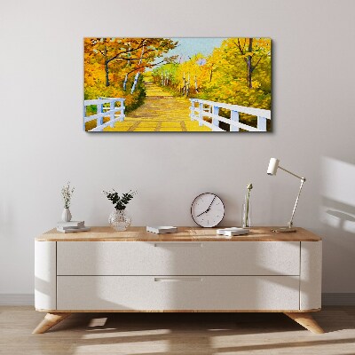Tableau sur toile Chemin doré dans la forêt d'automne