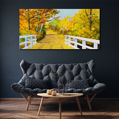 Tableau sur toile Chemin doré dans la forêt d'automne