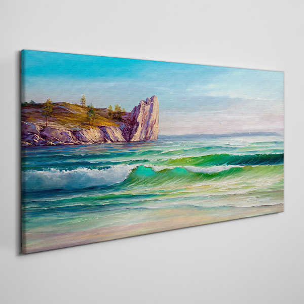 Tableau sur toile Une vague en vert et bleu