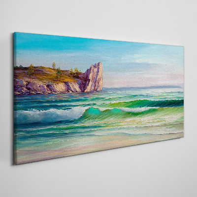 Tableau sur toile Une vague en vert et bleu