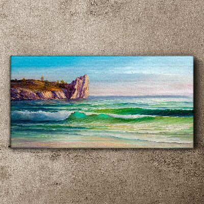 Tableau sur toile Une vague en vert et bleu