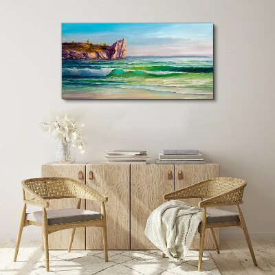 Tableau sur toile Une vague en vert et bleu