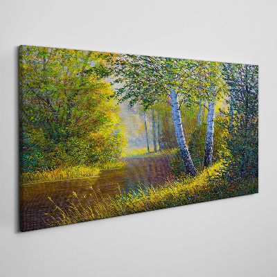 Tableau toile imprimée Lumière dorée sur la rive du fleuve