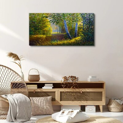 Tableau toile imprimée Lumière dorée sur la rive du fleuve