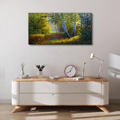 Tableau toile imprimée Lumière dorée sur la rive du fleuve