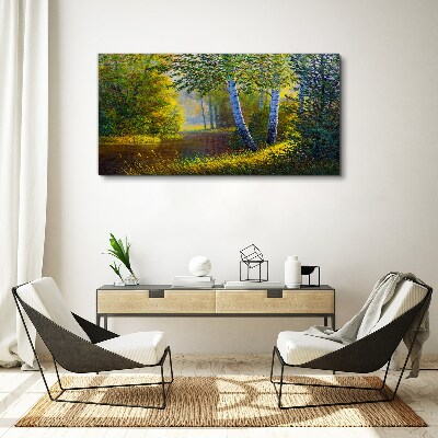 Tableau toile imprimée Lumière dorée sur la rive du fleuve