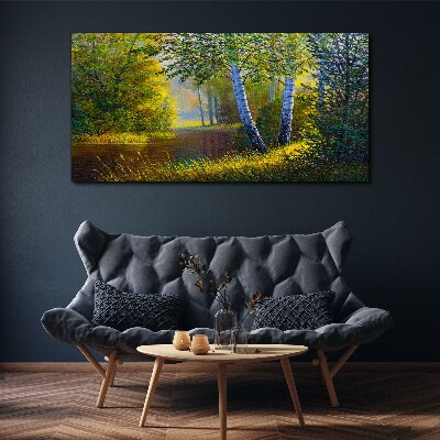 Tableau toile imprimée Lumière dorée sur la rive du fleuve