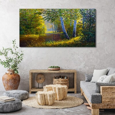 Tableau toile imprimée Lumière dorée sur la rive du fleuve