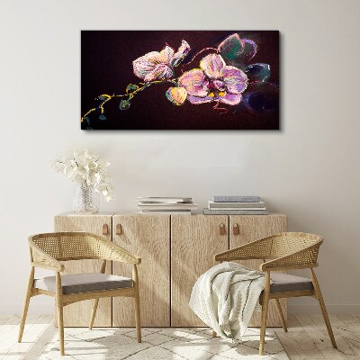 Tableau toile imprimée Composition florale sur fond sombre