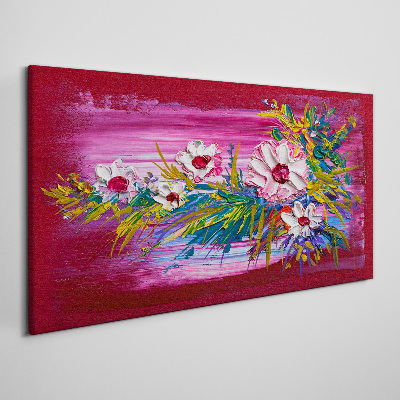 Tableau toile imprimée Fleurs sur fond rose