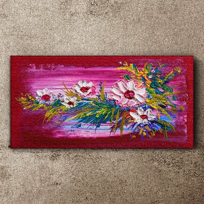 Tableau toile imprimée Fleurs sur fond rose