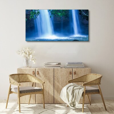 Tableau imprimé sur toile Cascade dans le bleu