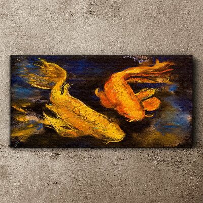 Tableau sur toile Poisson doré dans une danse aquatique