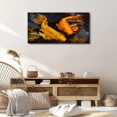 Tableau sur toile Poisson doré dans une danse aquatique