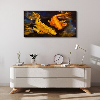 Tableau sur toile Poisson doré dans une danse aquatique
