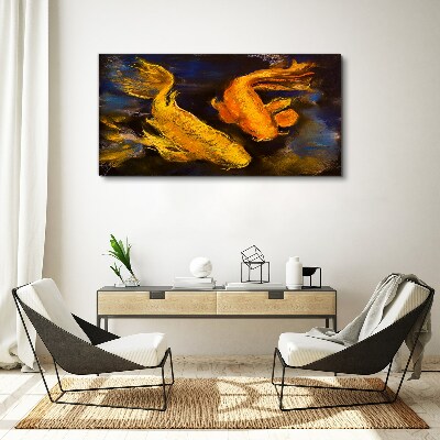 Tableau sur toile Poisson doré dans une danse aquatique