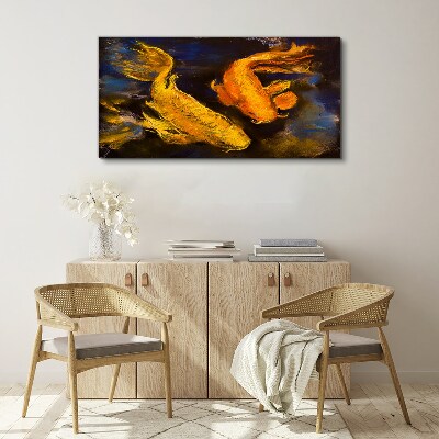 Tableau sur toile Poisson doré dans une danse aquatique