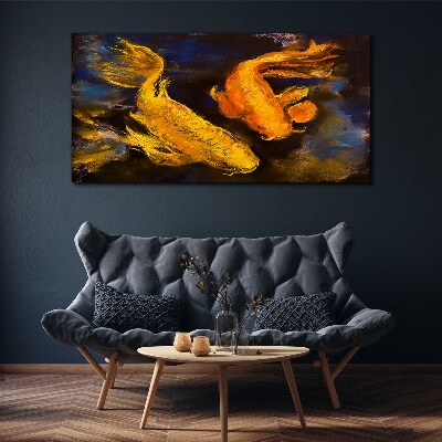 Tableau sur toile Poisson doré dans une danse aquatique