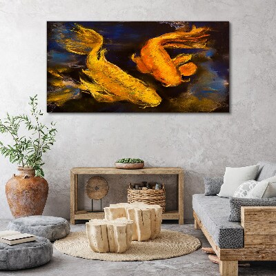 Tableau sur toile Poisson doré dans une danse aquatique