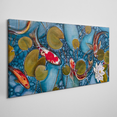Tableau imprimé sur toile Koi parmi les nénuphars