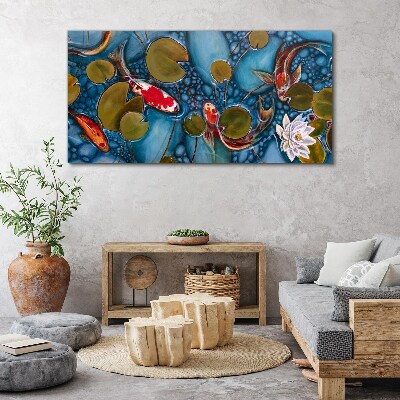 Tableau imprimé sur toile Koi parmi les nénuphars