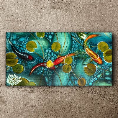 Tableau sur toile Reflets de l'eau avec des poissons et des nénuphars
