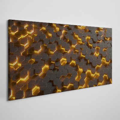 Tableau imprimé sur toile « Hexagones dorés en mouvement »