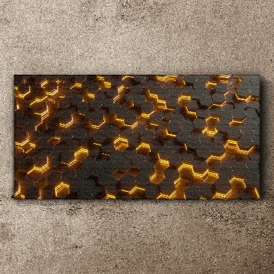 Tableau imprimé sur toile « Hexagones dorés en mouvement »