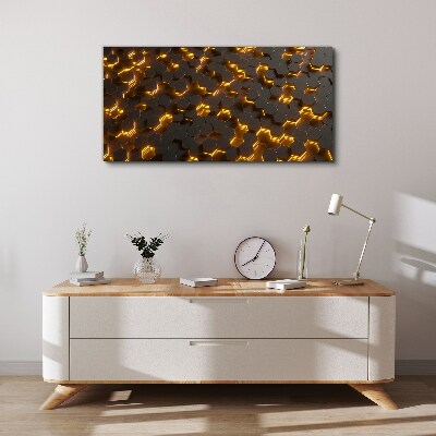 Tableau imprimé sur toile « Hexagones dorés en mouvement »