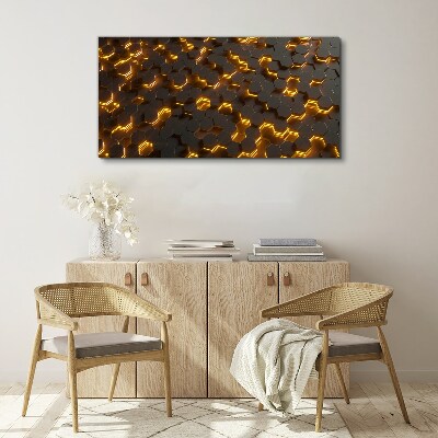 Tableau imprimé sur toile « Hexagones dorés en mouvement »