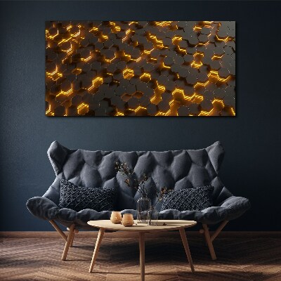 Tableau imprimé sur toile « Hexagones dorés en mouvement »