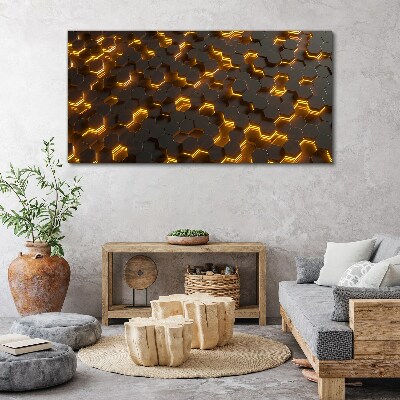 Tableau imprimé sur toile « Hexagones dorés en mouvement »