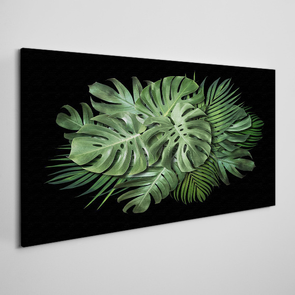 Tableau sur toile Vert tropical sur fond noir
