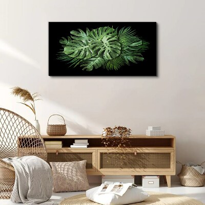 Tableau sur toile Vert tropical sur fond noir