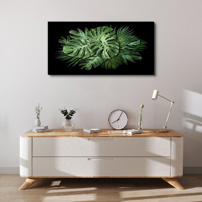 Tableau sur toile Vert tropical sur fond noir