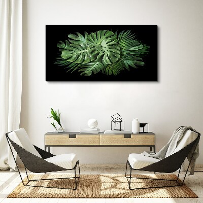 Tableau sur toile Vert tropical sur fond noir
