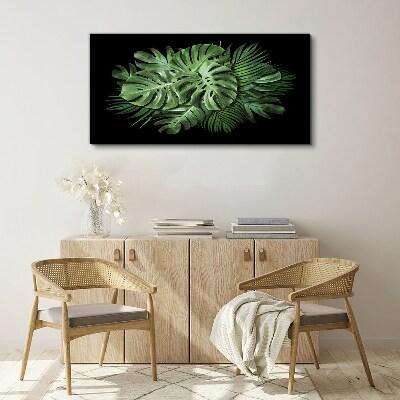 Tableau sur toile Vert tropical sur fond noir
