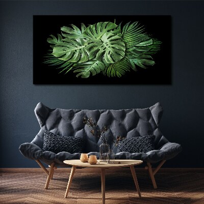 Tableau sur toile Vert tropical sur fond noir