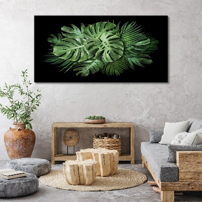 Tableau sur toile Vert tropical sur fond noir