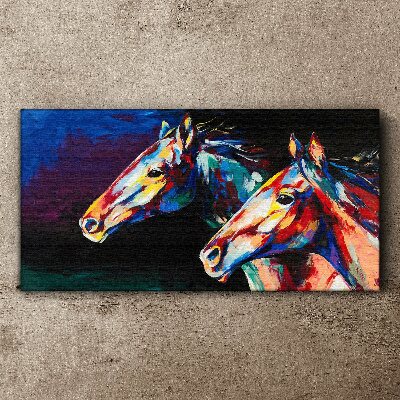 Tableau imprimé sur toile Chevaux colorés en mouvement