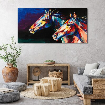 Tableau imprimé sur toile Chevaux colorés en mouvement