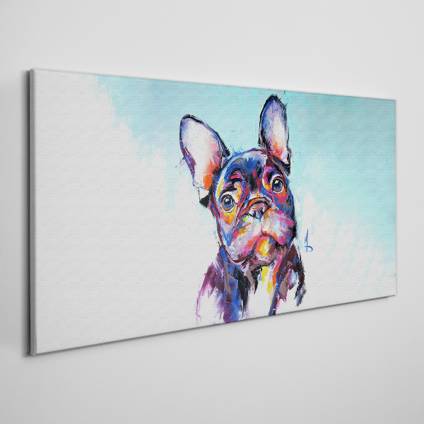 Tableau imprimé sur toile Portrait coloré d'un bouledogue français