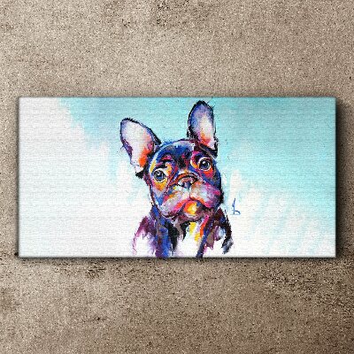 Tableau imprimé sur toile Portrait coloré d'un bouledogue français