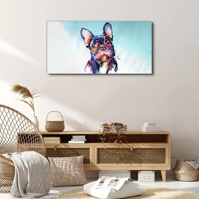 Tableau imprimé sur toile Portrait coloré d'un bouledogue français