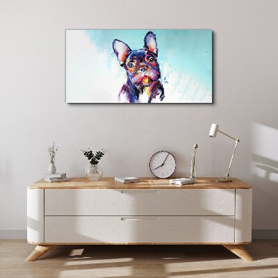 Tableau imprimé sur toile Portrait coloré d'un bouledogue français