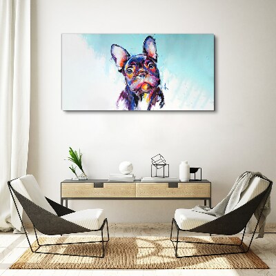 Tableau imprimé sur toile Portrait coloré d'un bouledogue français