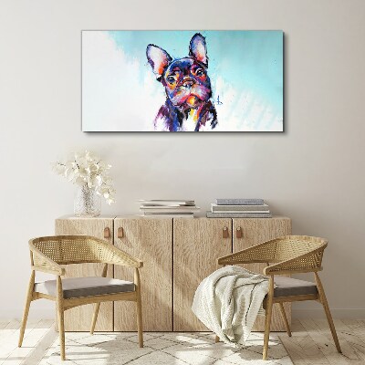 Tableau imprimé sur toile Portrait coloré d'un bouledogue français