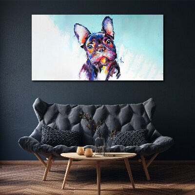 Tableau imprimé sur toile Portrait coloré d'un bouledogue français